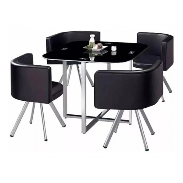 Juego De Comedor Metal Y Vidrio Con 4 Butacas - Muebles Web - Imagen 5