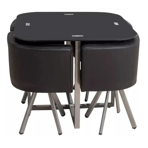 Juego De Comedor Metal Y Vidrio Con 4 Butacas - Muebles Web - Imagen 7