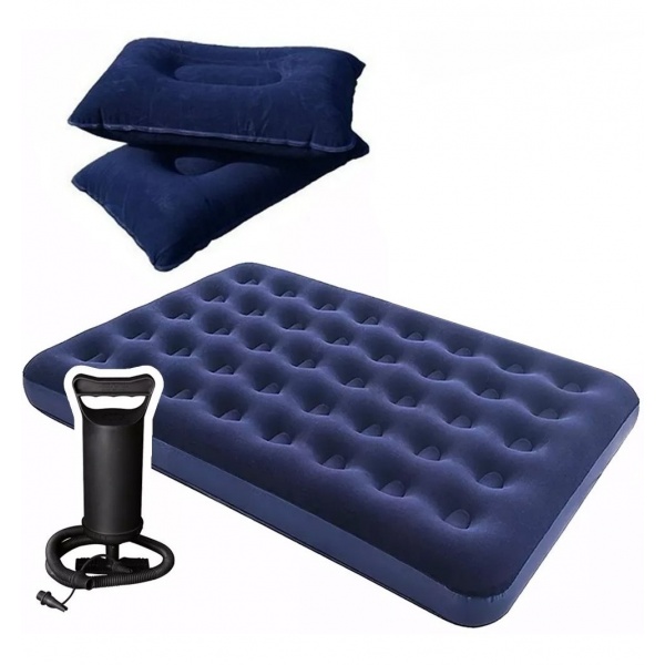 Colchon Inflable 2 Plazas + Inflador + 2 Almohadas