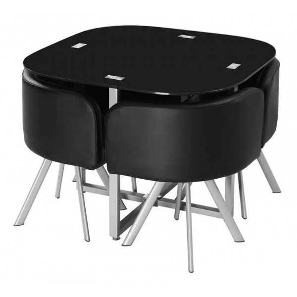 Juego De Comedor Metal Y Vidrio Con 4 Butacas - Muebles Web - Imagen 6