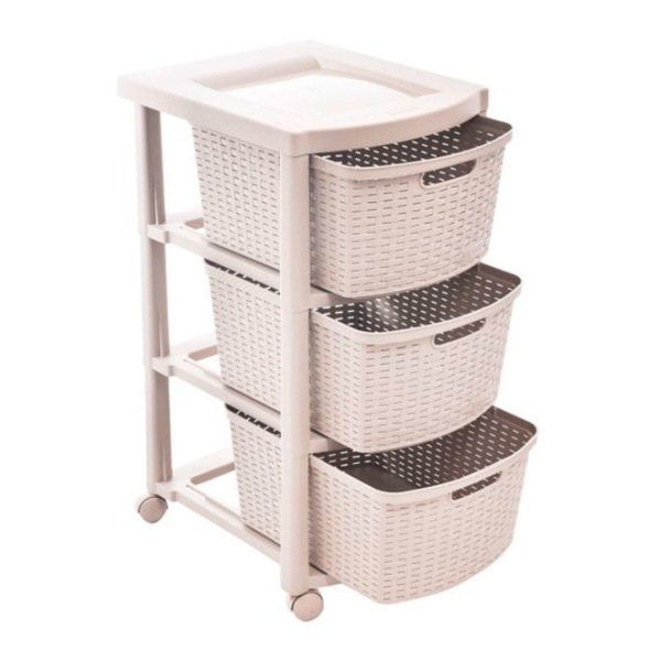 Cajonera Símil Ratan Taupe Organizador Gabetero Hogar - Imagen 4