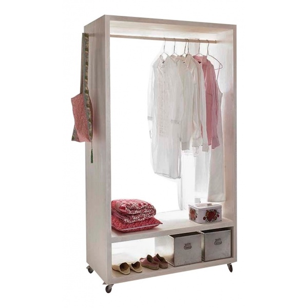 Mueble Armario Exhibidor Con Perchero Y Estante + Ruedas