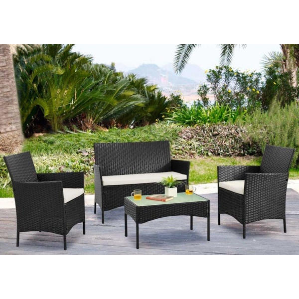 Juego De Jardín Rattán Mesa + Sillón + 2 Butacas + Sombrilla - Imagen 4
