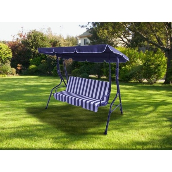 Sillón Hamaca Para Jardín Azul Con Toldo – Caño Y Lona – Muebles Web