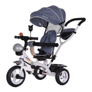 Triciclo Coche De Paseo Bebé Con Pedales Capota Canasto 1000