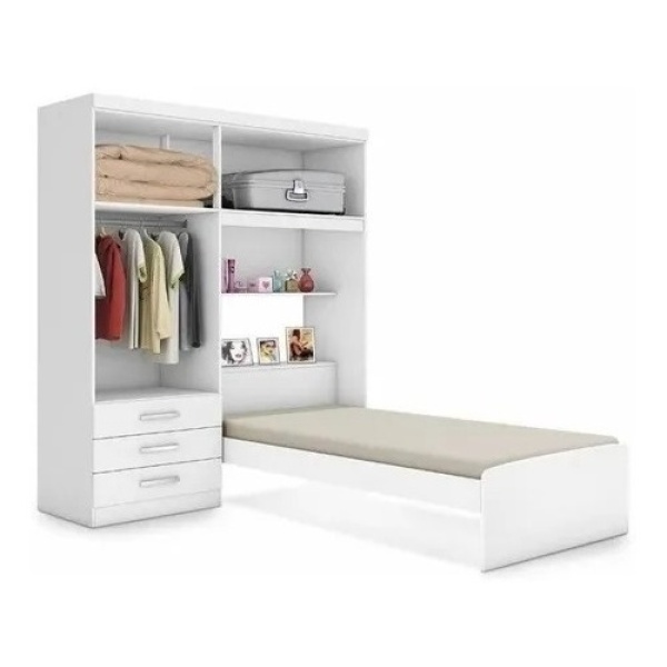 Ropero Con Cama Incorporada + 4 Puertas + Baul + 3 Cajones - Imagen 8