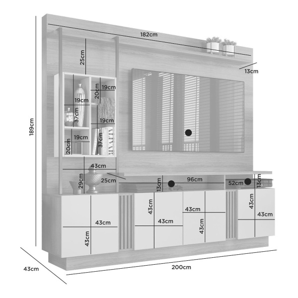 Rack - Modular Panel Tv Led - Aparador - 65 Pulgadas - Mweb - Imagen 3