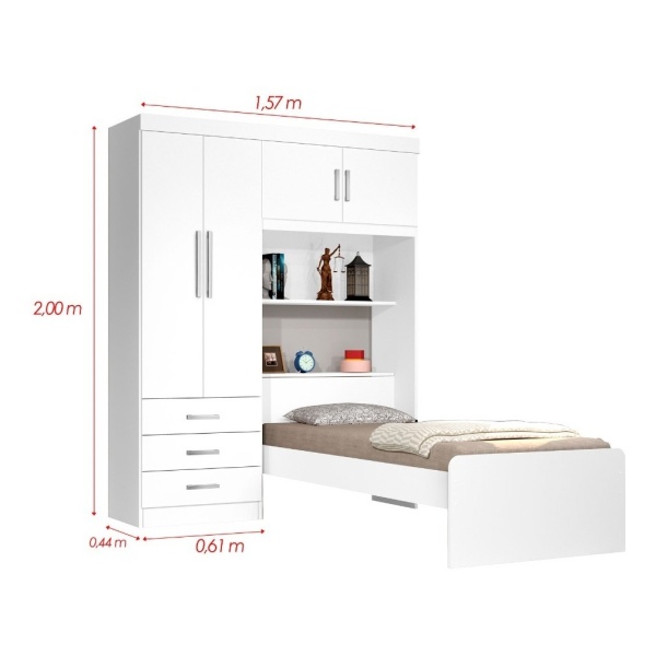 Ropero Con Cama Incorporada + 4 Puertas + Baul + 3 Cajones - Imagen 12