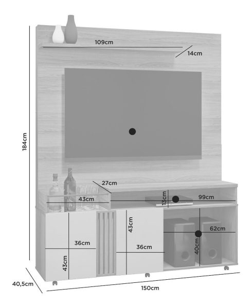 Rack - Panel Tv Led Aparador Modular - 65 Pulgadas - Mweb - Imagen 3