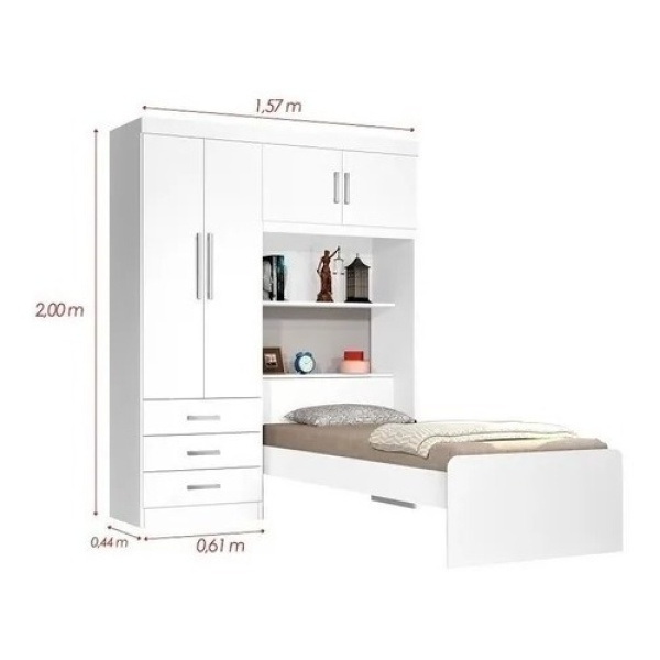 Ropero Con Cama Incorporada + 4 Puertas + Baul + 3 Cajones - Imagen 19