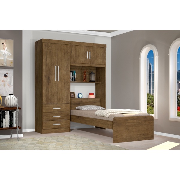 Ropero Con Cama Incorporada + 4 Puertas + Baul + 3 Cajones - Imagen 2