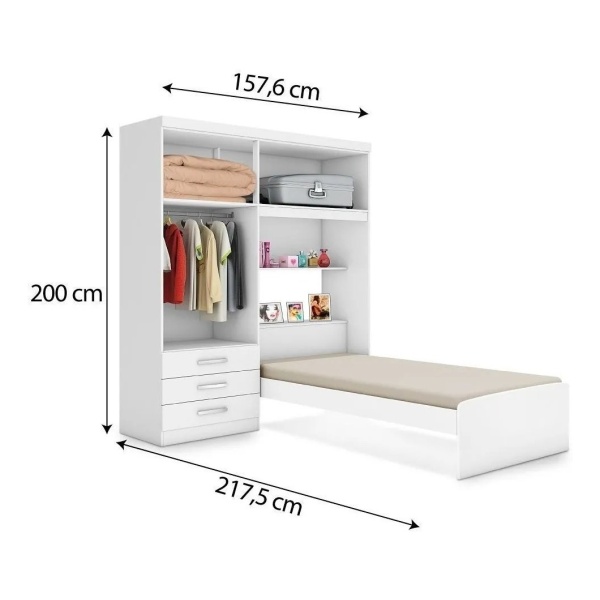 Ropero Con Cama Incorporada + 4 Puertas + Baul + 3 Cajones - Imagen 20