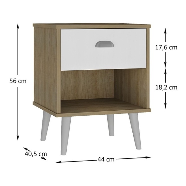 Mesita De Luz Mesa De Noche Cajon Estante Dormitorio Living - Imagen 4