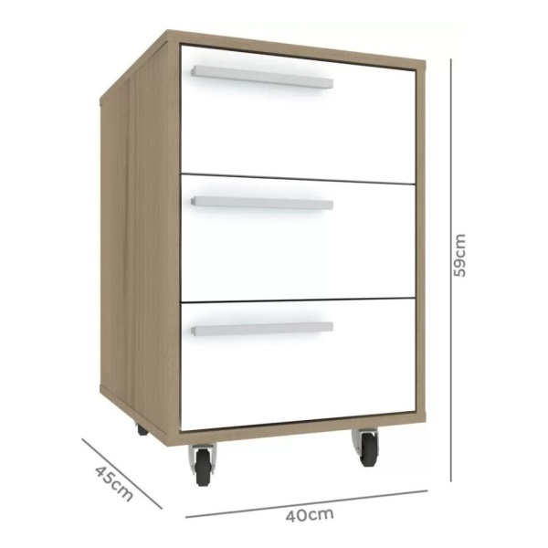 Mesa De Luz Cajonera Con Ruedas Bajo Escritorio Organizador - Imagen 3