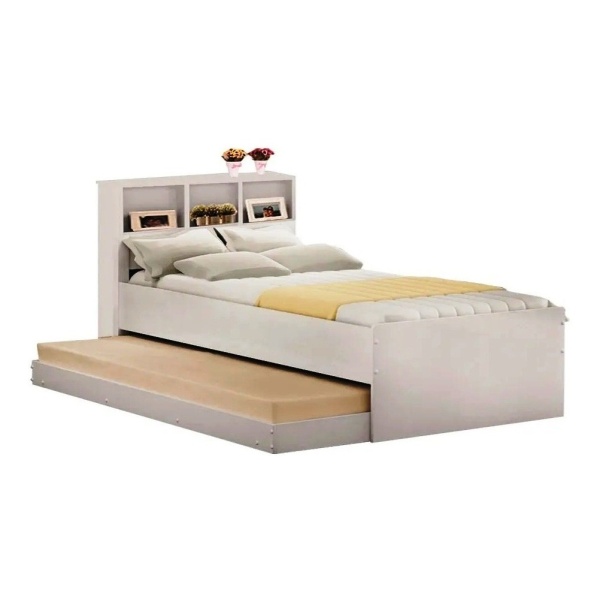Cama Marinera Muebles Web - Bicama 1 Plaza - Respaldo Con Repisa - Color Blanco