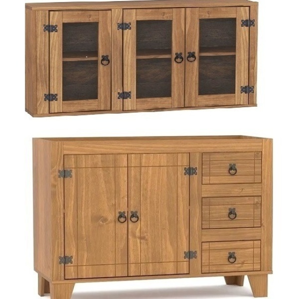 Aéreo 3 Puertas + Bajo Mesada- Linea Mexicana Madera Maciza - Imagen 6