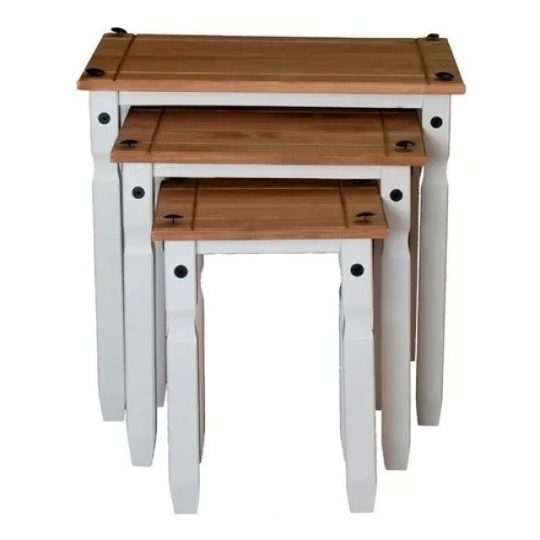 Mesa Ratona Nido Set De 3 - Madera Maciza Linea Mexicana - Imagen 6
