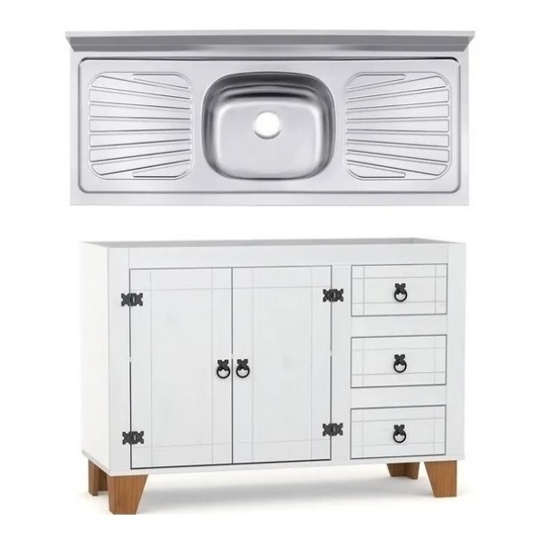 Bajo Mesada + Pileta Cocina - Linea Mexicana Madera Maciza - Imagen 2