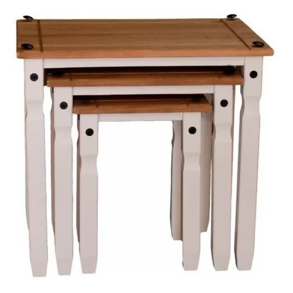 Mesa Ratona Nido Set De 3 - Madera Maciza Linea Mexicana - Imagen 5