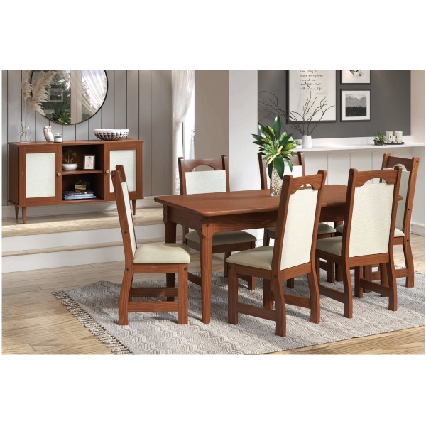 Juego De Living Comedor Elegante Madera Tapizado Muebles Web - Imagen 2