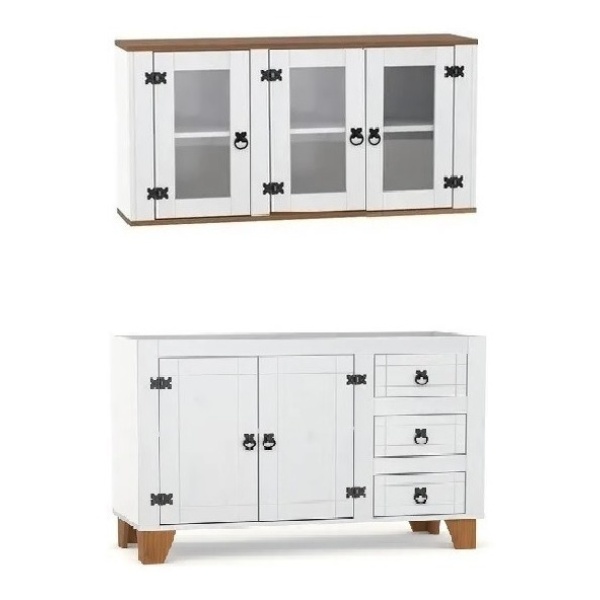 Aéreo 3 Puertas + Bajo Mesada- Linea Mexicana Madera Maciza - Imagen 2