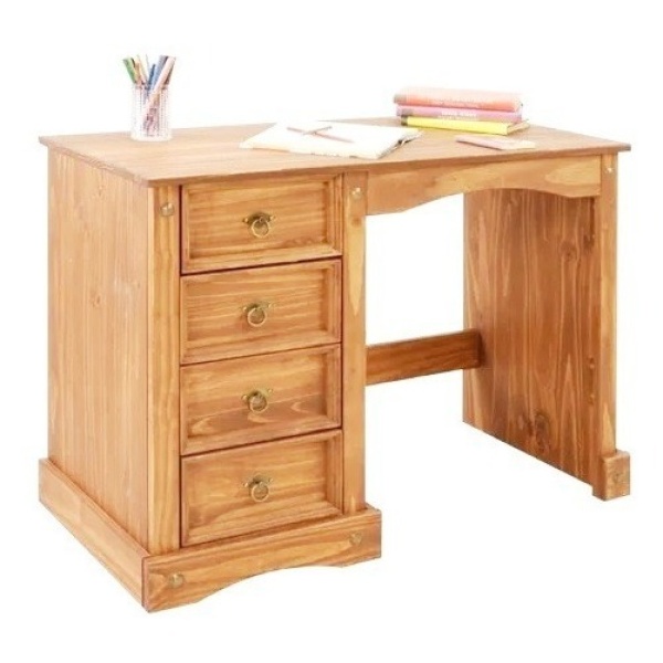 Escritorio 4 Cajones Mesa Pc Linea Mexicana Madera Maciza - Imagen 2