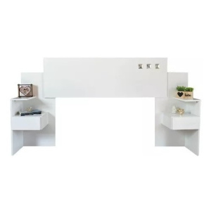 Respaldo 2 Plazas + 2 Mesa De Luz Con Cajones Extensible