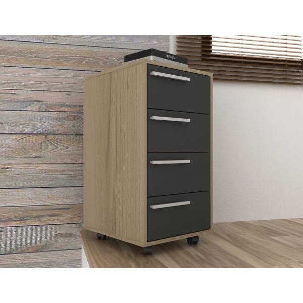 Cajonera Con Ruedas Mesa De Luz Bajo Escritorio 4 Cajones - Imagen 8