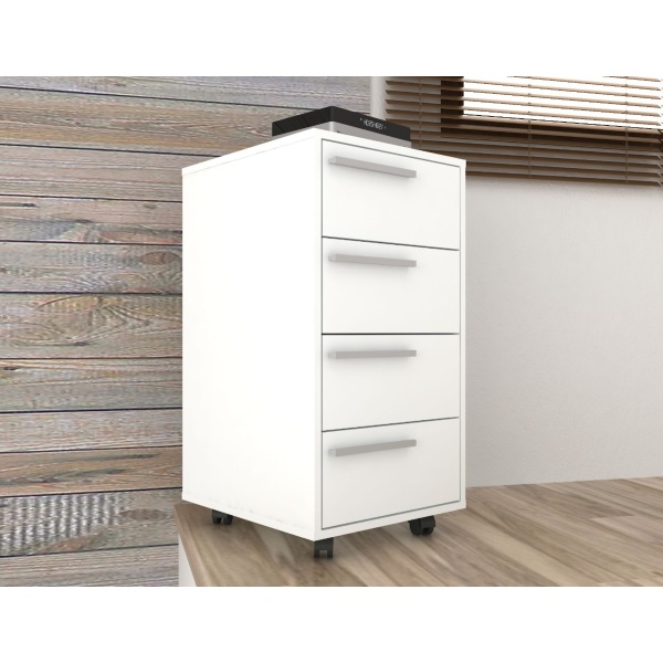 Cajonera Con Ruedas Mesa De Luz Bajo Escritorio 4 Cajones - Imagen 5