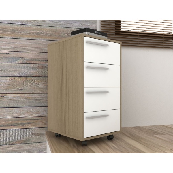 Cajonera Con Ruedas Mesa De Luz Bajo Escritorio 4 Cajones - Imagen 2