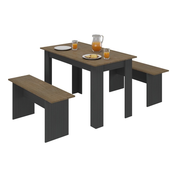 Juego De Comedor - Mesa + 2 Bancos - Desayunador Muebles Web