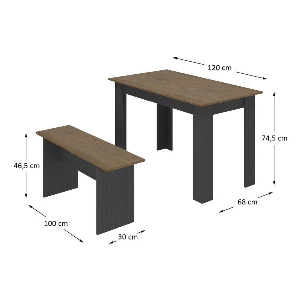 Juego De Comedor - Mesa + 2 Bancos - Desayunador Muebles Web - Imagen 3