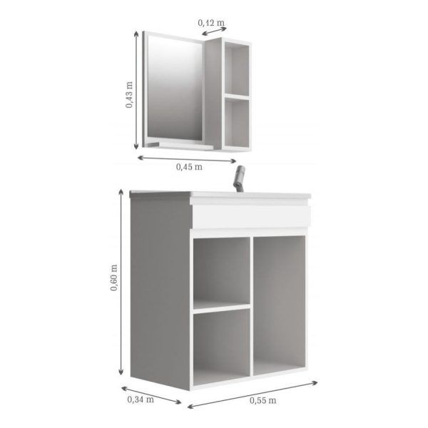 Juego De Baño - Mueble Aereo - Puertas - Espejo - Bacha - Imagen 2