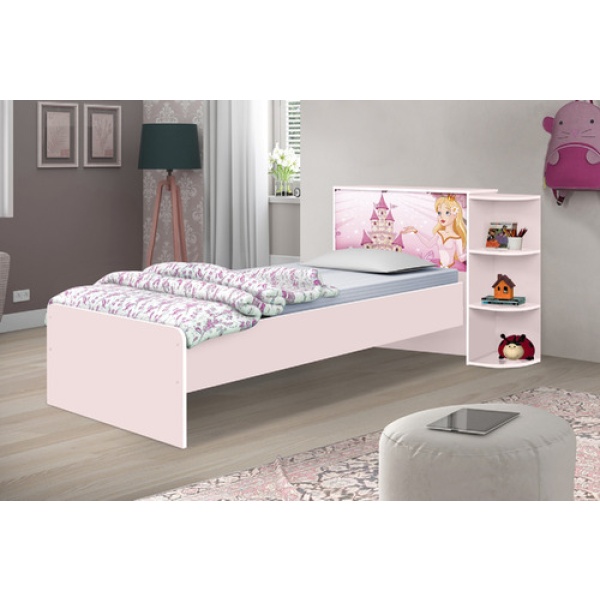 Cama 1 Plaza - Muebles Web - Colchon 188x88 - Modelo Liz - Rosa - Imagen 2