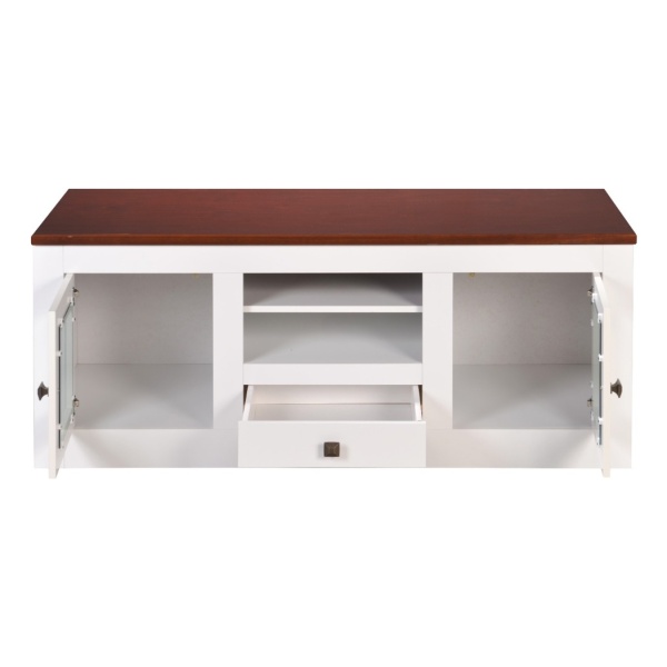 Rack Para Tv Puertas De Vidrio Linea Mexicana Madera Maciza - Imagen 2