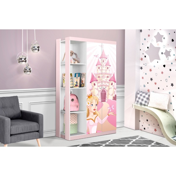 Ropero 2 Puertas 7 Estantes Dormitorio Infantil Princesa - Imagen 3