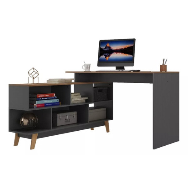 Escritorio Muebles Web Linea Premium Esquinero 2984 Negro/nogal