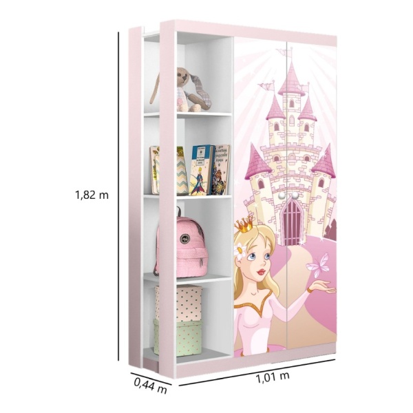 Ropero 2 Puertas 7 Estantes Dormitorio Infantil Princesa - Imagen 2