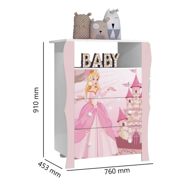 Comoda Cajonera Cajones Estante Dormitorio Infantil Princesa - Imagen 2