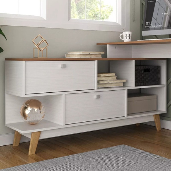 Escritorio Muebles Web Linea Premium Esquinero 2984 Blanco/nogal - Imagen 2