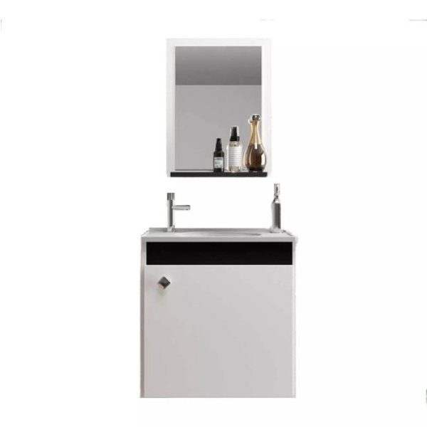 Mueble De Baño Suspendido 1 Puerta Bacha Y Espejo Mdf Muebles Web - Imagen 2