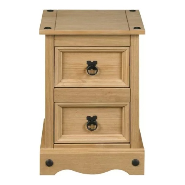 Mesa De Luz 2 Cajones Madera Maciza Linea Mexicana - Imagen 3