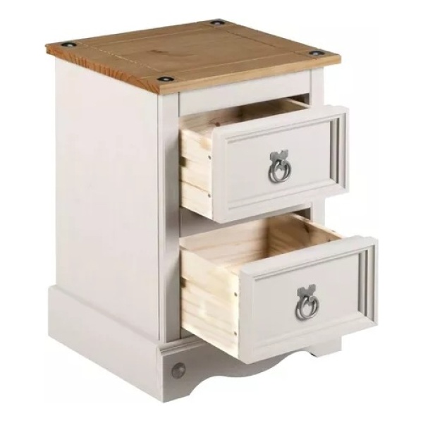 Mesa De Luz 2 Cajones Madera Maciza Linea Mexicana - Imagen 9
