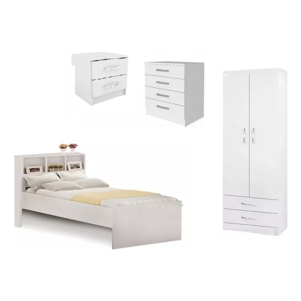 Juego De Dormitorio Ropero + Cama + Cajonera + Mesa De Luz