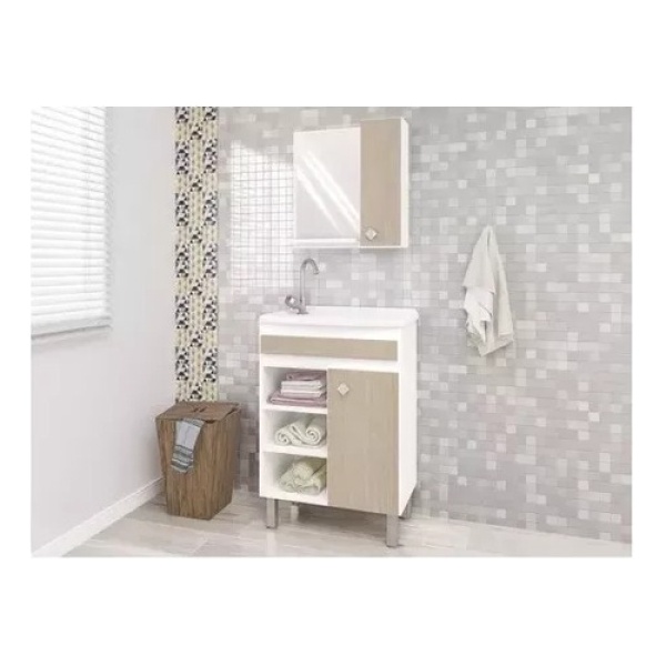 Mueble Para Baño Con Pileta Y Espejo - Botiquin - Conjunto - Imagen 3