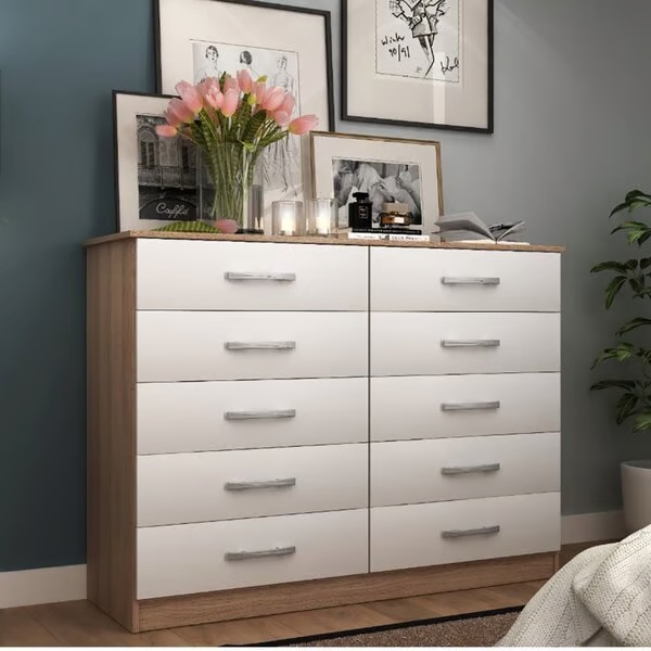 Cajonera - Muebles Web - Comoda 10 Cajones - Blanco/almendra - Imagen 2