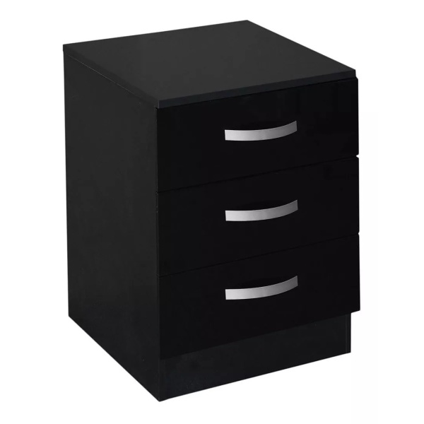 Mesa De Luz - Muebles Web - Mesita De Noche - 3 Cajones - Negro