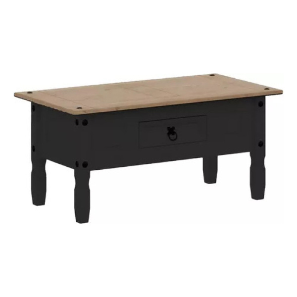 Mesa Ratona - Muebles Web - 1 Cajón - Línea Mexicana - Madera Maciza - Negro/rústico