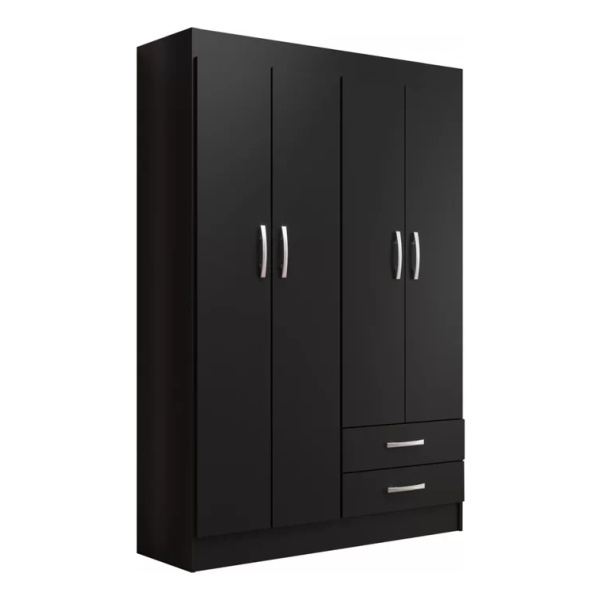 Ropero - Placard - Muebles Web - 4 Puertas - 2 Cajones - Color: Negro