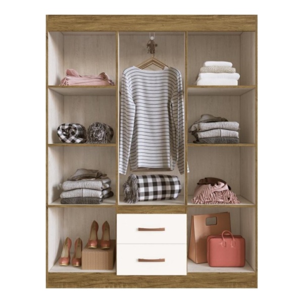 Ropero 6 Puertas 2 Cajones 9 Estantes Color Nogueira/off White Mdp Muebles Web - Imagen 2